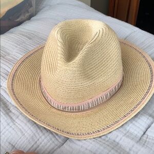 Straw Hat with Pink Accents